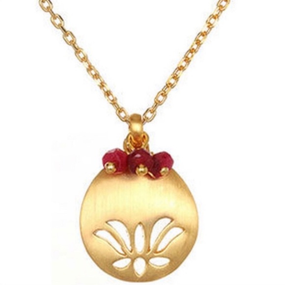 Satya Genuine Semi Precious Birthstone Lotus Pendant Necklace-Boutique - Picture 11 of 16